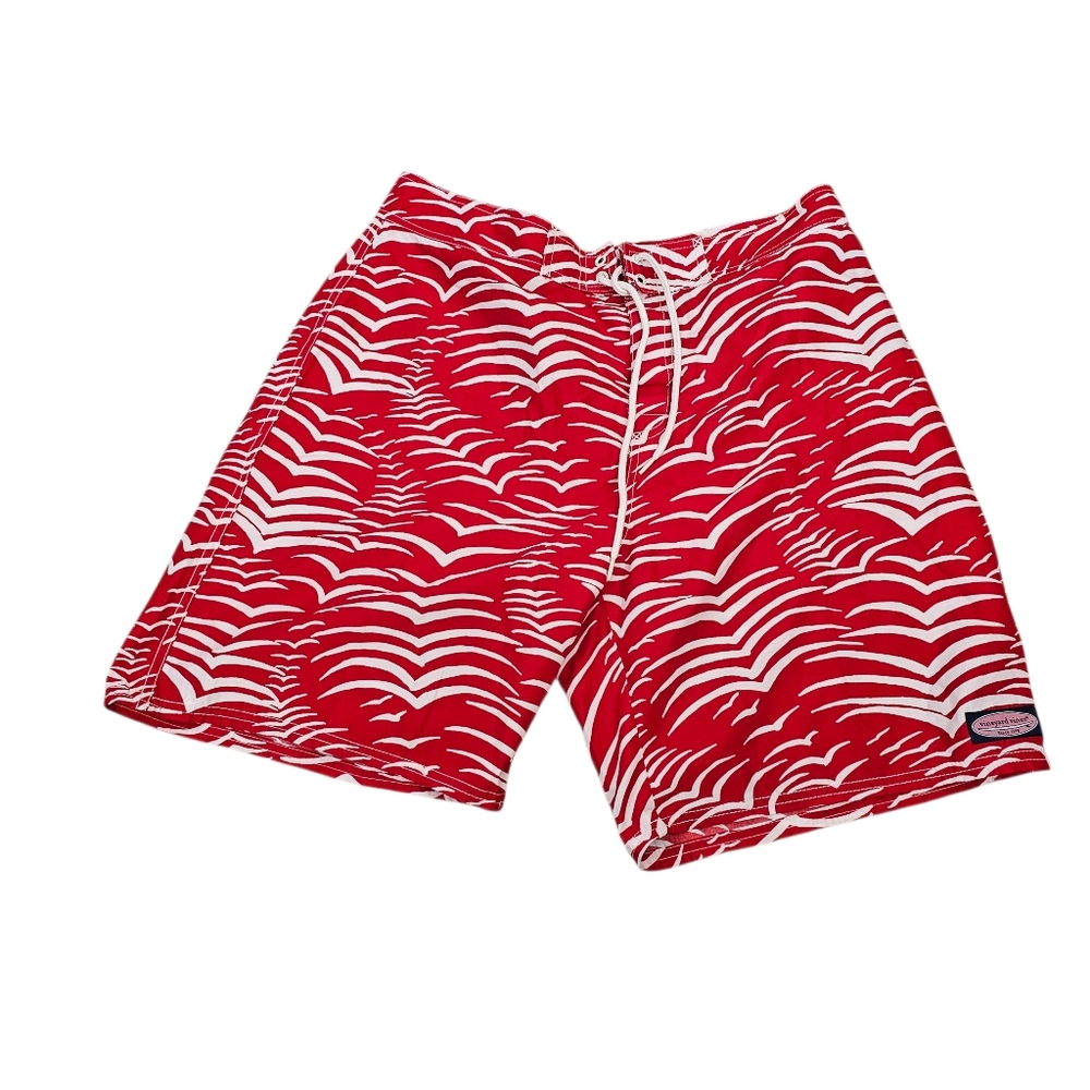 Men's Vineyard Vines by Shep & Ian Classic Shorts Boardshort 36 Red White Stripe